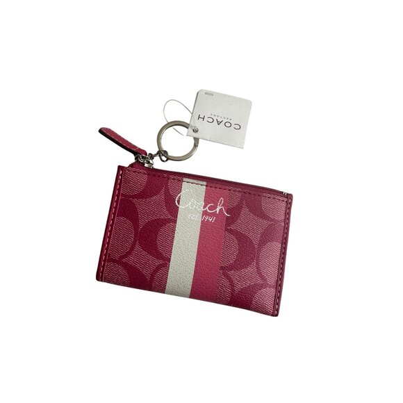 COACH Handbags - COACH Pink White Logo Keychain Coin Purse Wallet NEW with tags